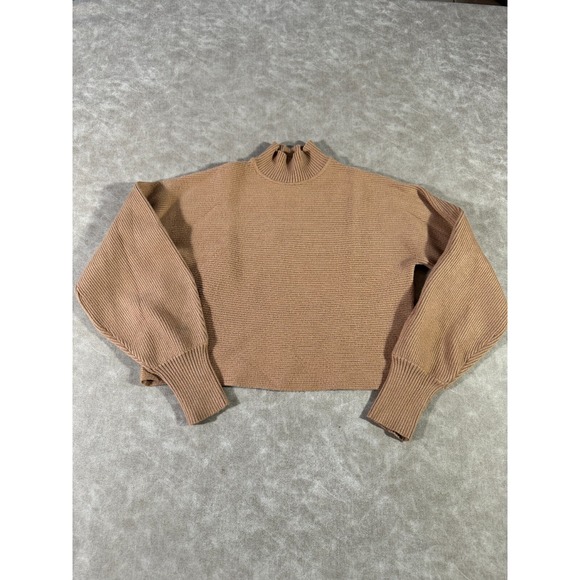 Zara Sweaters - Zara Womens Mock Neck Long Sleeve Pullover Tan Brown Ribbed Sweater Small